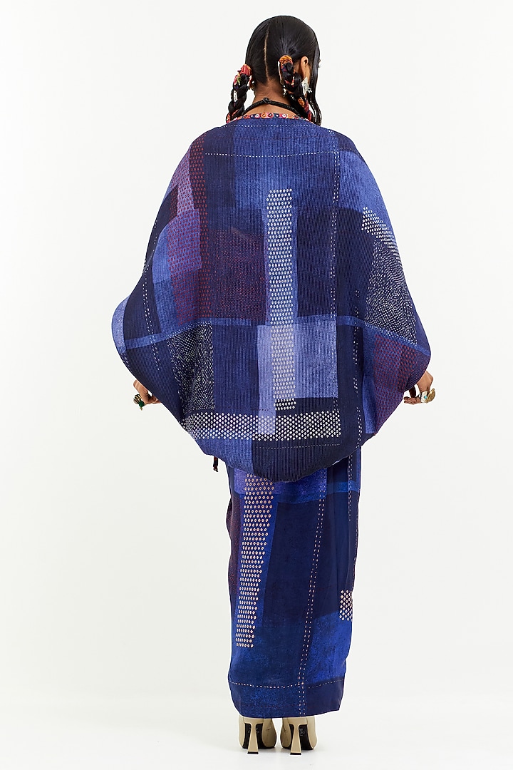 Sapphire Viscose Crinkle Crepe Resham Embroidered Jacket Set by Aseem kapoor at Pernia's Pop Up Shop