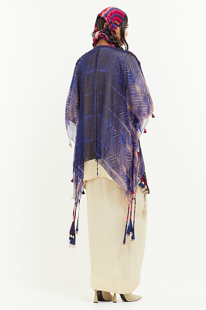 Sapphire Viscose Organza Bead Embroidered Jacket by Aseem kapoor at Pernia's Pop Up Shop
