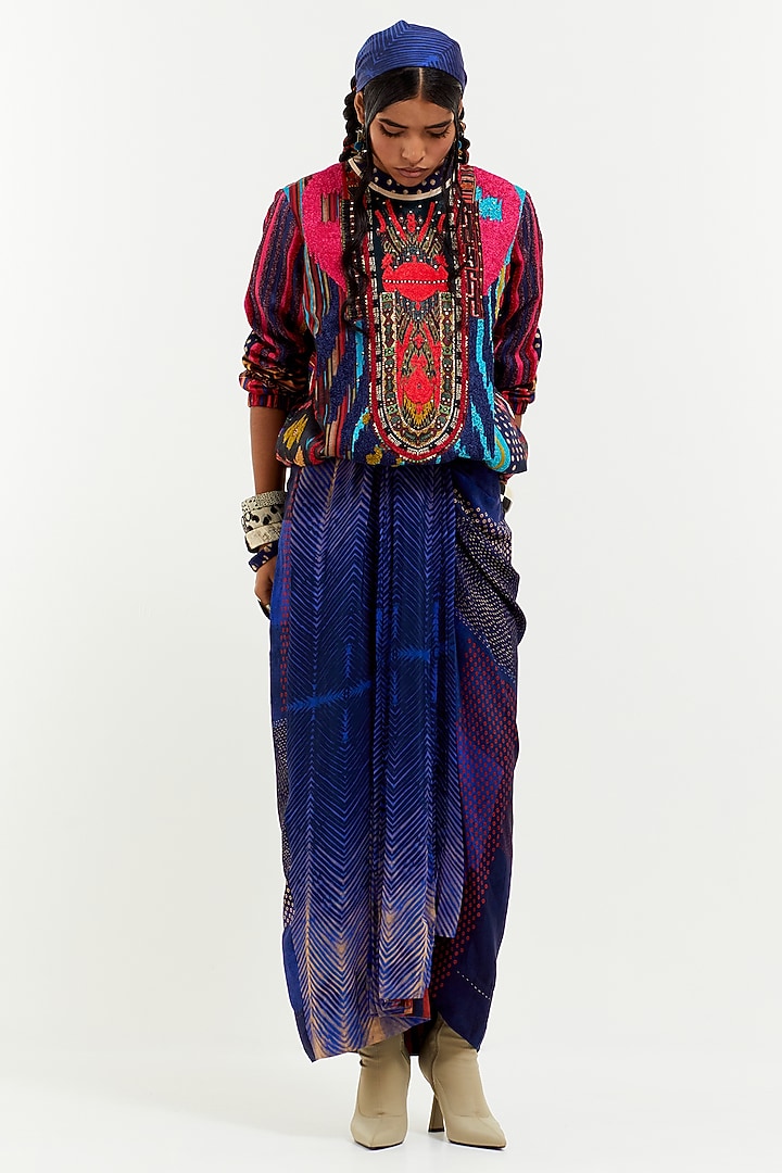 Multi-Colored Mushroom Twill Resham Hand Work Sweatshirt by Aseem kapoor at Pernia's Pop Up Shop