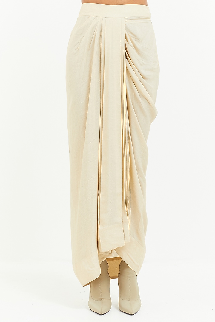 Ivory Slub Satin Skirt Set by Aseem kapoor at Pernia's Pop Up Shop