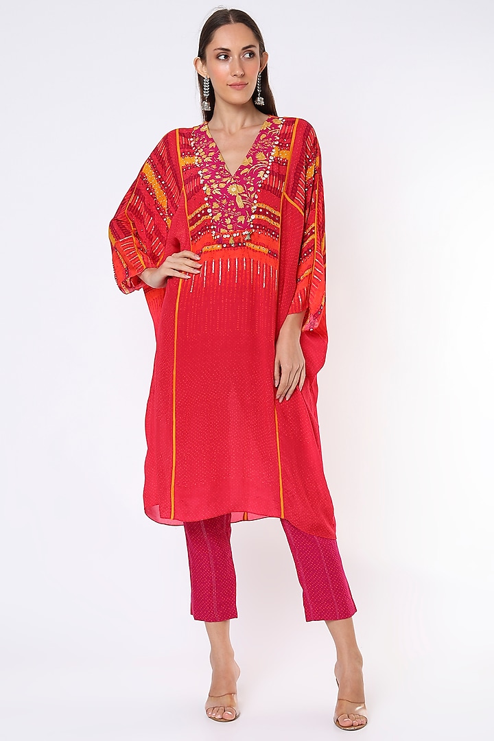 Fuchsia Tunic Set In Natural Crepe by Aseem kapoor