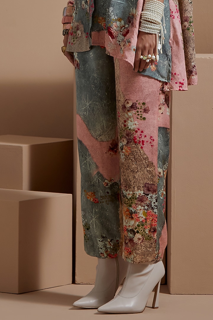 Multi-Colored Natural Crepe Embroidered Co-Ord Set by ASEEM KAPOOR at Pernia's Pop Up Shop