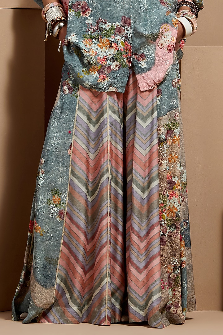 Multi-Colored Natural Crepe Printed Co-Ord Set by ASEEM KAPOOR at Pernia's Pop Up Shop