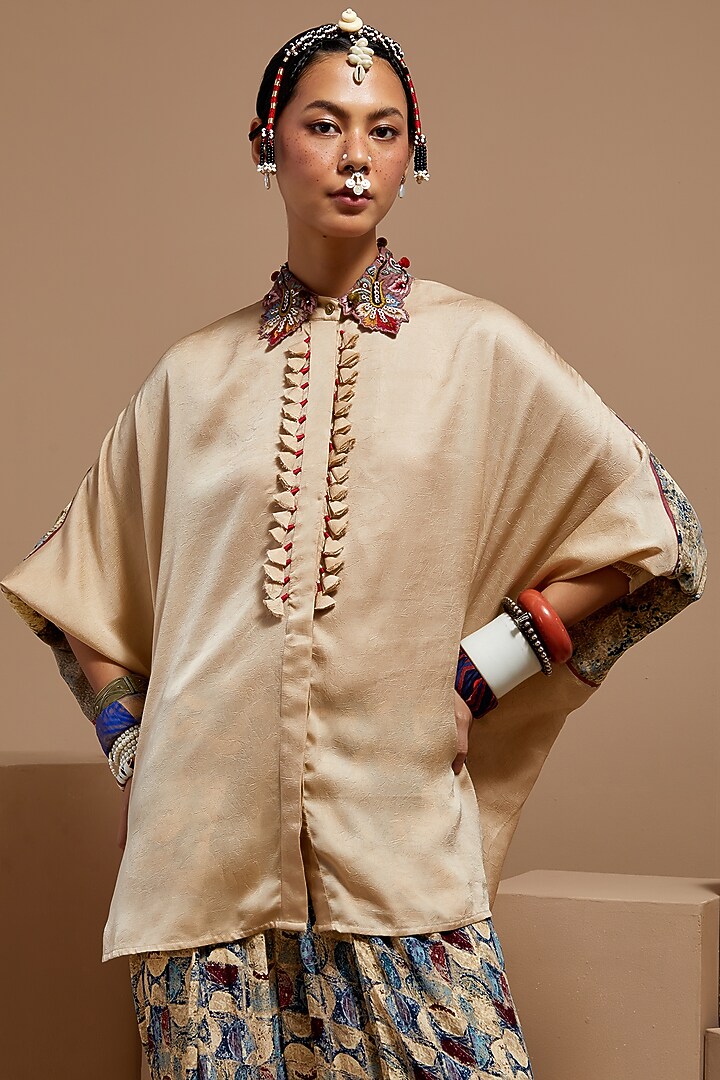 Multi-Colored Italian Crepe Printed Draped Pant Set by ASEEM KAPOOR at Pernia's Pop Up Shop