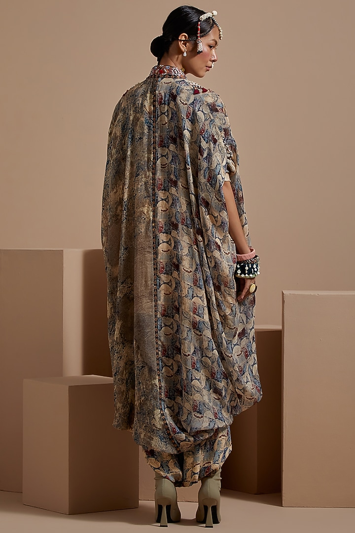 Multi-Colored Sheer Silk Resham Embroidered Jacket Set by ASEEM KAPOOR at Pernia's Pop Up Shop