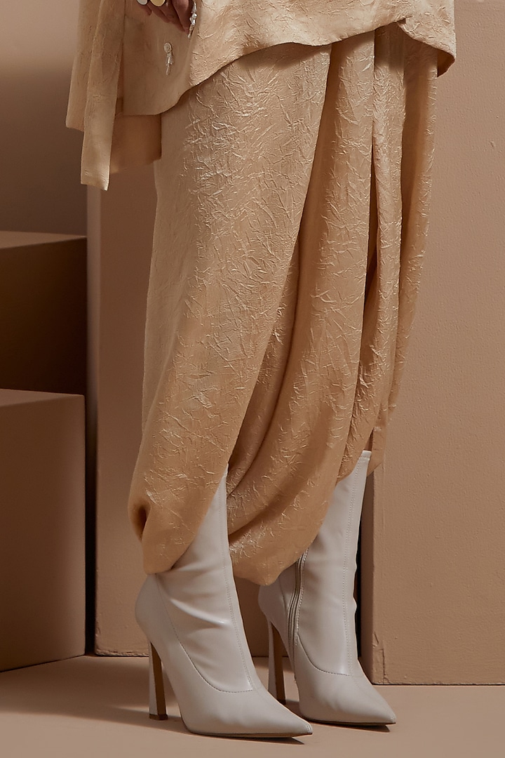 Ecru Crushed Silk Textured Co-Ord Set by ASEEM KAPOOR at Pernia's Pop Up Shop
