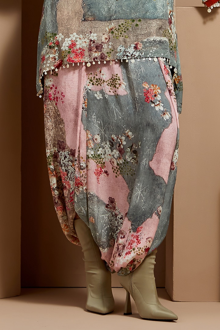 Multi-Colored Natural Crepe Printed & Embroidered Kurta Set by ASEEM KAPOOR at Pernia's Pop Up Shop