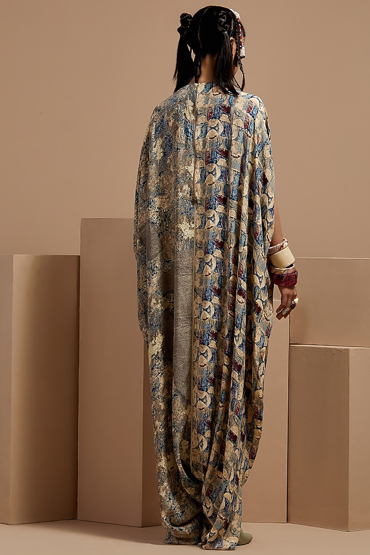 Multi-Colored Natural Crepe Embroidered & Printed Kaftan Jumpsuit by ASEEM KAPOOR at Pernia's Pop Up Shop