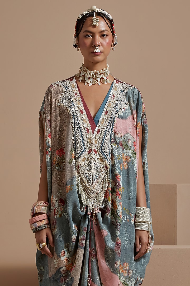 Multi-Colored Natural Crepe Embroidered Jumpsuit by ASEEM KAPOOR at Pernia's Pop Up Shop