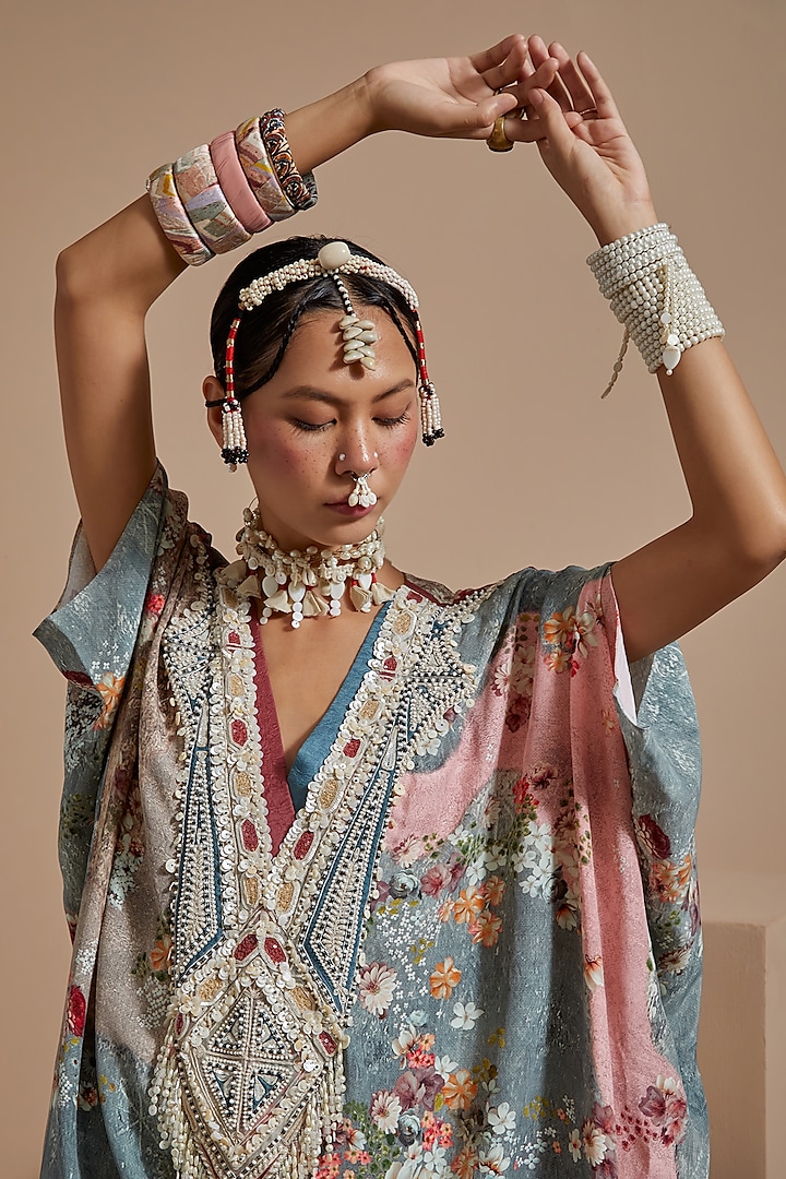Multi-Colored Natural Crepe Embroidered Jumpsuit by ASEEM KAPOOR at Pernia's Pop Up Shop