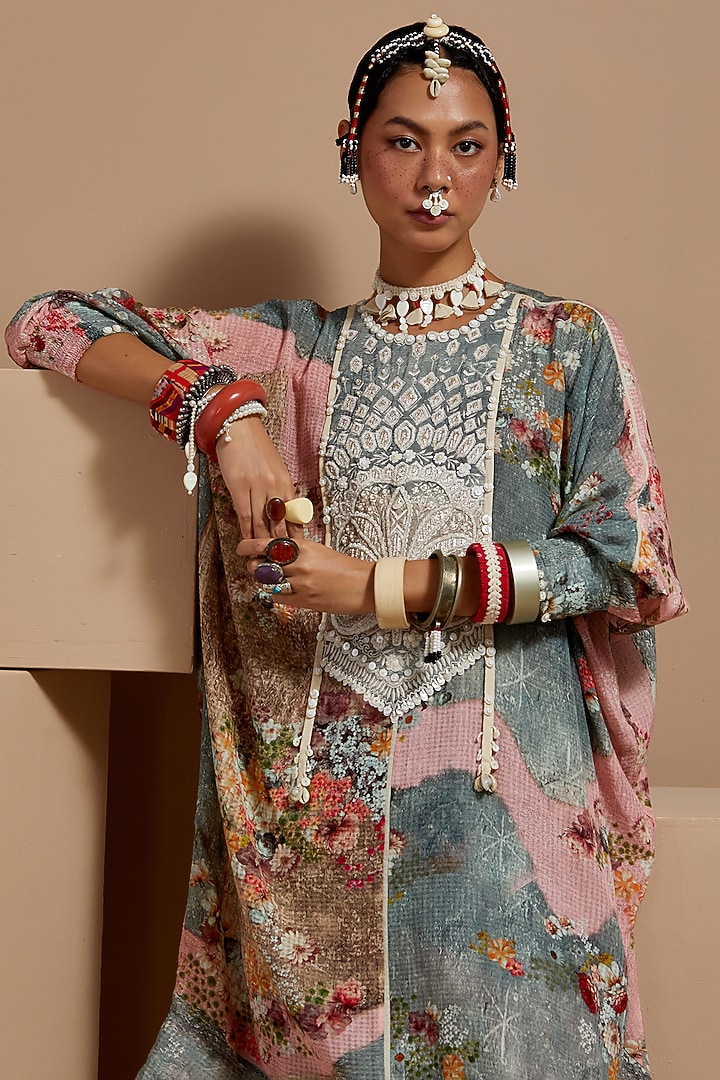 Multi-Colored Viscose Cotton Voile Printed Tunic Set by ASEEM KAPOOR at Pernia's Pop Up Shop
