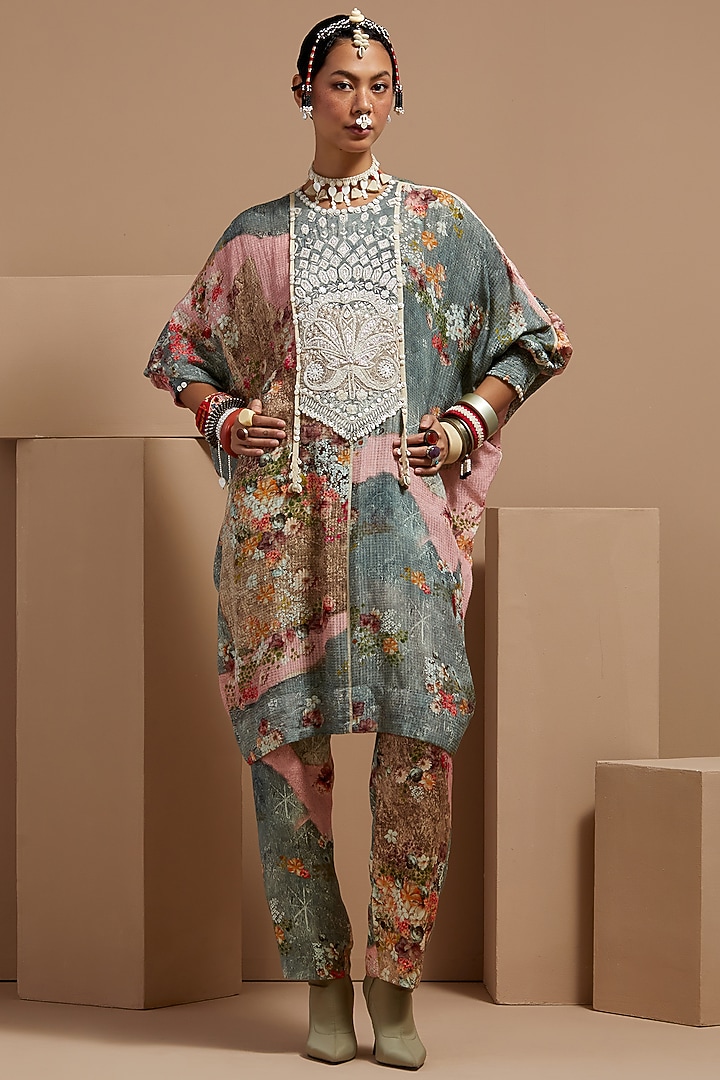 Multi-Colored Viscose Cotton Voile Printed Tunic Set by ASEEM KAPOOR at Pernia's Pop Up Shop
