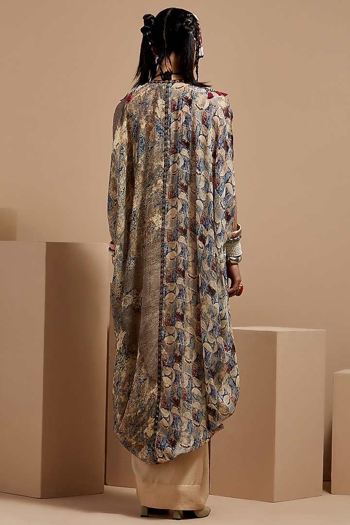 Multi-Colored Sheer Silk Printed & Embroidered Jacket by ASEEM KAPOOR at Pernia's Pop Up Shop