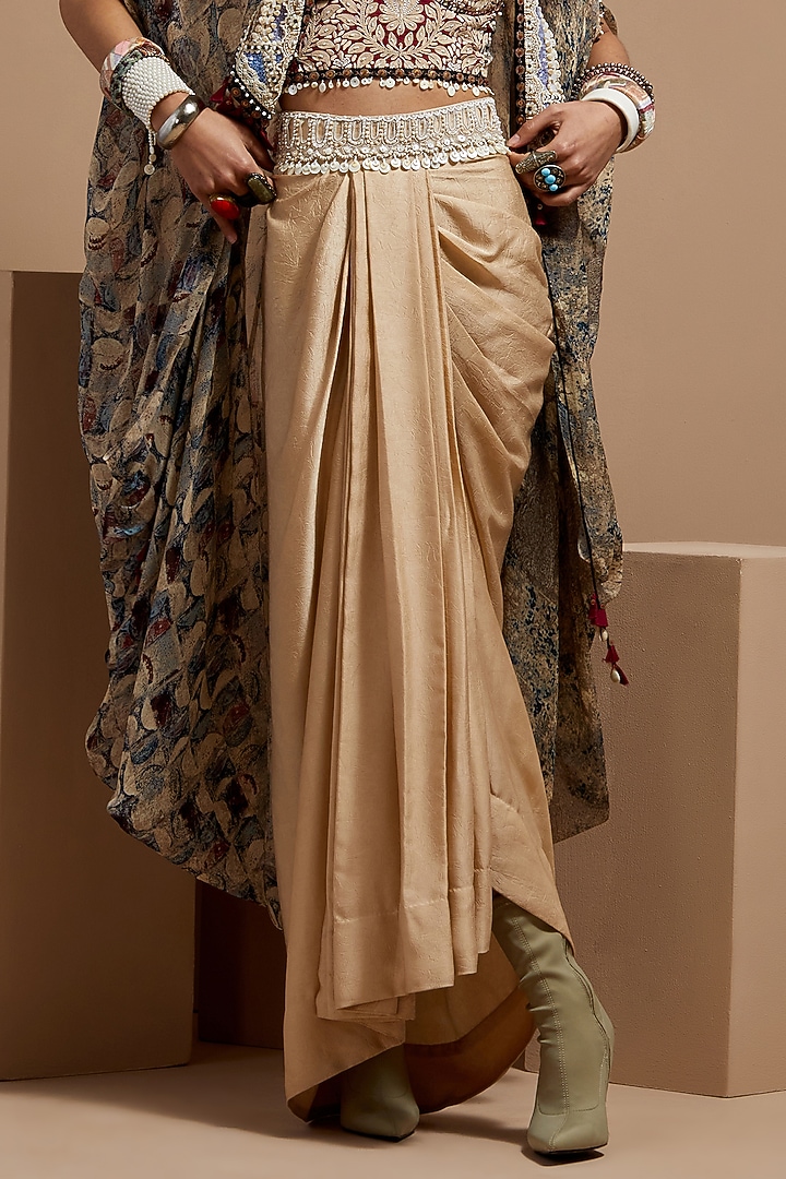 Multi-Colored Sheer Silk Embroidered & Printed Jacket Set by ASEEM KAPOOR at Pernia's Pop Up Shop