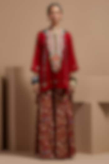 Sindoor Natural Crepe Printed Wedding Sharara Set by ASEEM KAPOOR at Pernia's Pop Up Shop