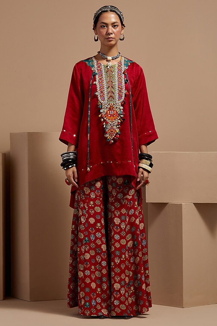 Sindoor Natural Crepe Printed Wedding Sharara Set by ASEEM KAPOOR at Pernia's Pop Up Shop