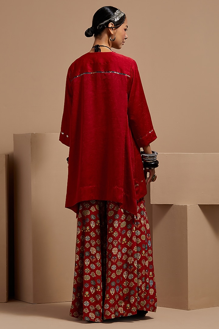 Sindoor Natural Crepe Printed Wedding Sharara Set by ASEEM KAPOOR at Pernia's Pop Up Shop