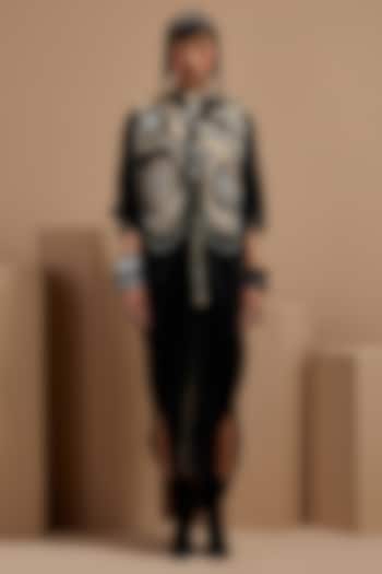 Surmai Mogra Cotton Silk & Slub Satin Jumpsuit With Gilet by ASEEM KAPOOR at Pernia's Pop Up Shop