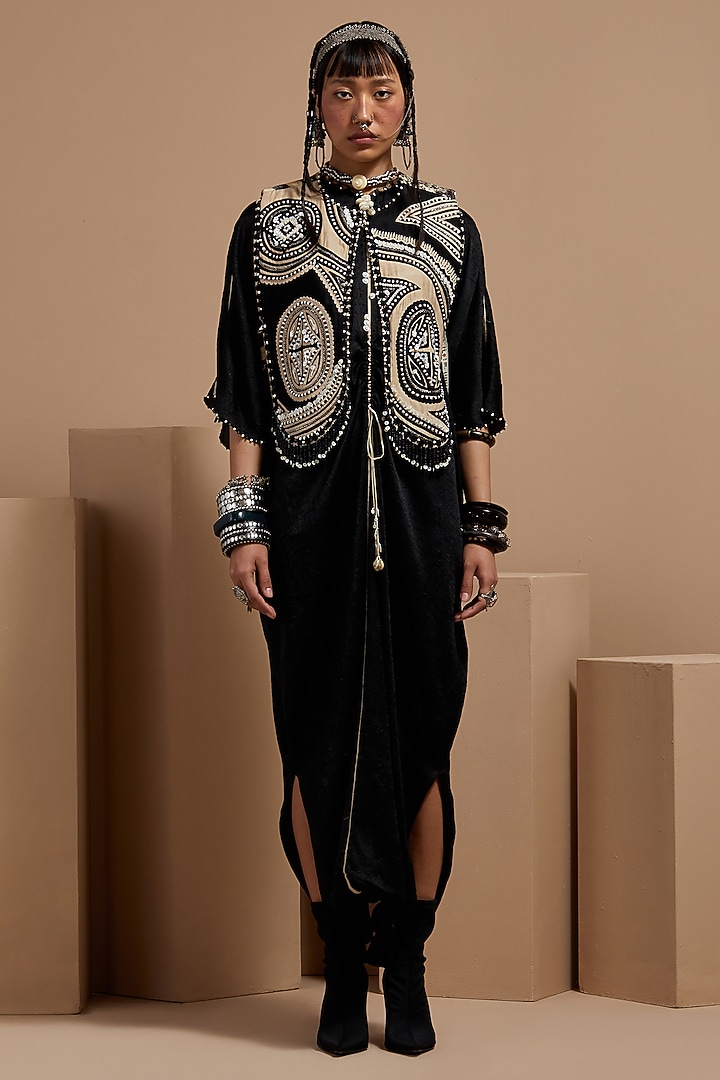 Surmai Mogra Cotton Silk & Slub Satin Jumpsuit With Gilet by ASEEM KAPOOR at Pernia's Pop Up Shop