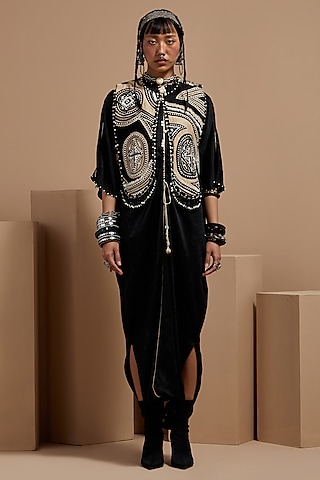 Surmai Mogra Cotton Silk & Slub Satin Jumpsuit With Gilet by ASEEM KAPOOR