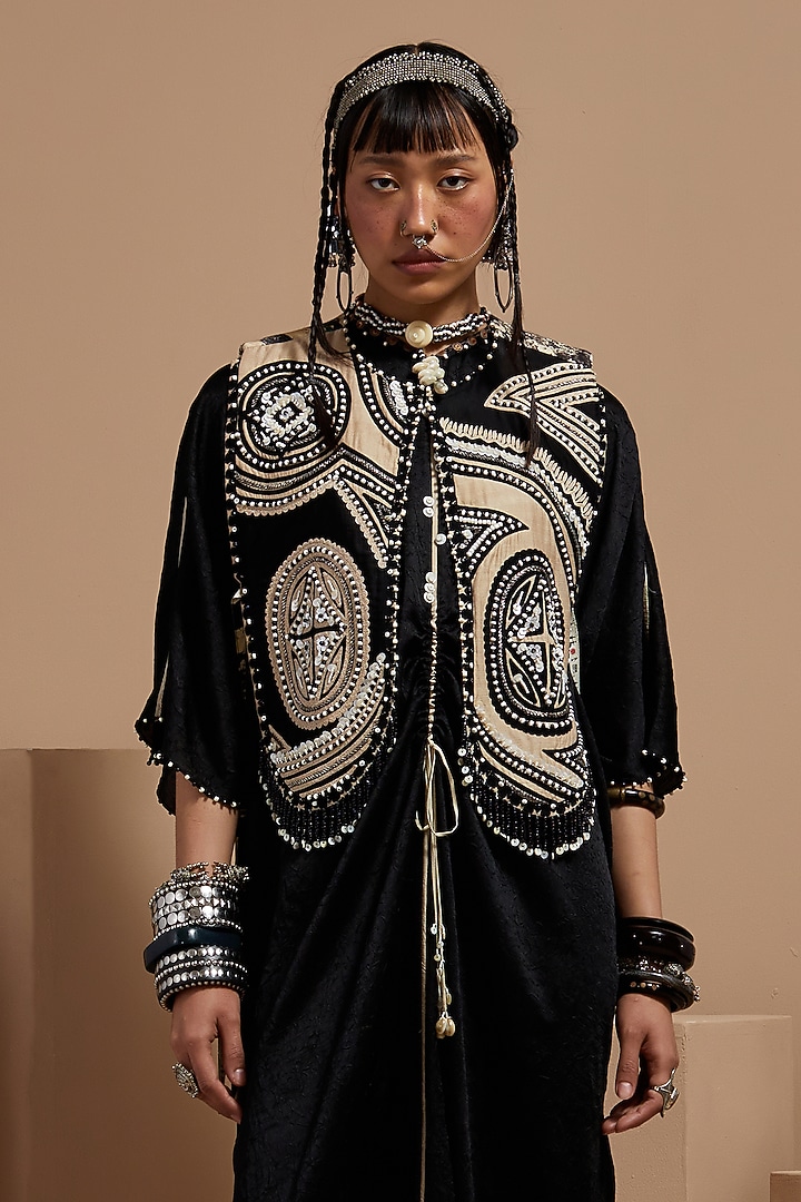Surmai Mogra Cotton Silk & Slub Satin Jumpsuit With Gilet by ASEEM KAPOOR at Pernia's Pop Up Shop