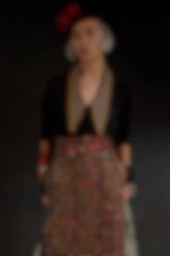 Surmai Black Crushed Silk Textured Shirt by ASEEM KAPOOR at Pernia's Pop Up Shop