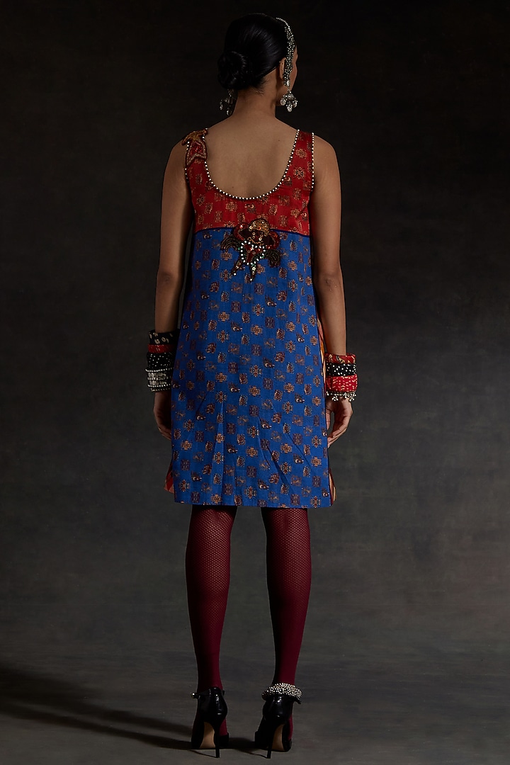 Multi-Colored Mushroom Twill Printed & Thread Embroidered Shift Party Wear Dress by ASEEM KAPOOR at Pernia's Pop Up Shop