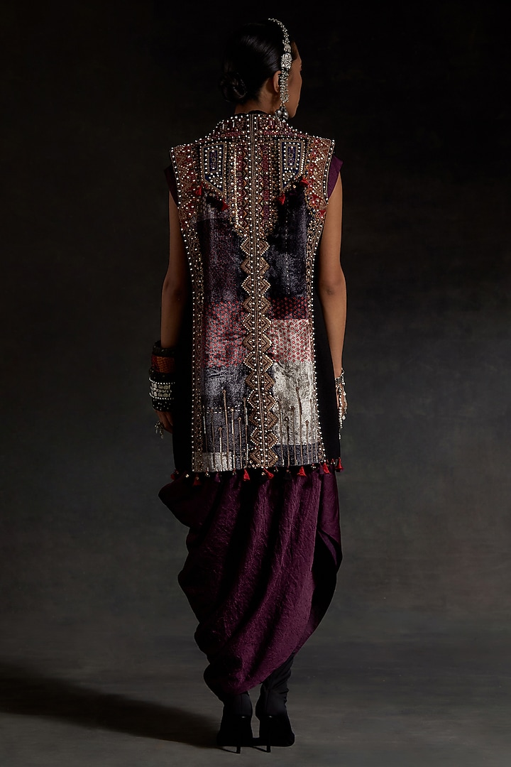 Multi-Colored Velvet Printed & Embroidered Jacket by ASEEM KAPOOR at Pernia's Pop Up Shop