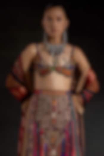 Multi-Colored Natural Crepe Bead Embroidered Blouse by ASEEM KAPOOR at Pernia's Pop Up Shop