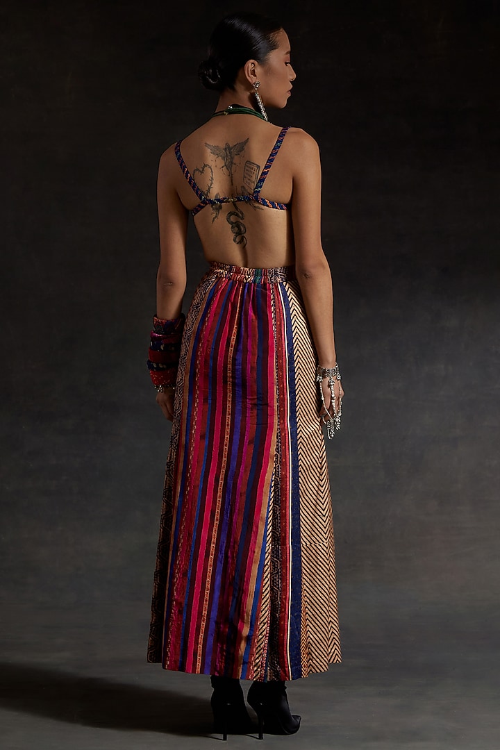 Multi-Colored Natural Crepe Bead Embroidered Blouse by ASEEM KAPOOR at Pernia's Pop Up Shop