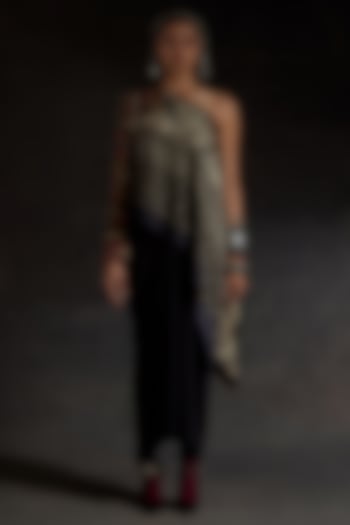 Surmai Black Bercan Dobby Printed Skirt Set by ASEEM KAPOOR at Pernia's Pop Up Shop