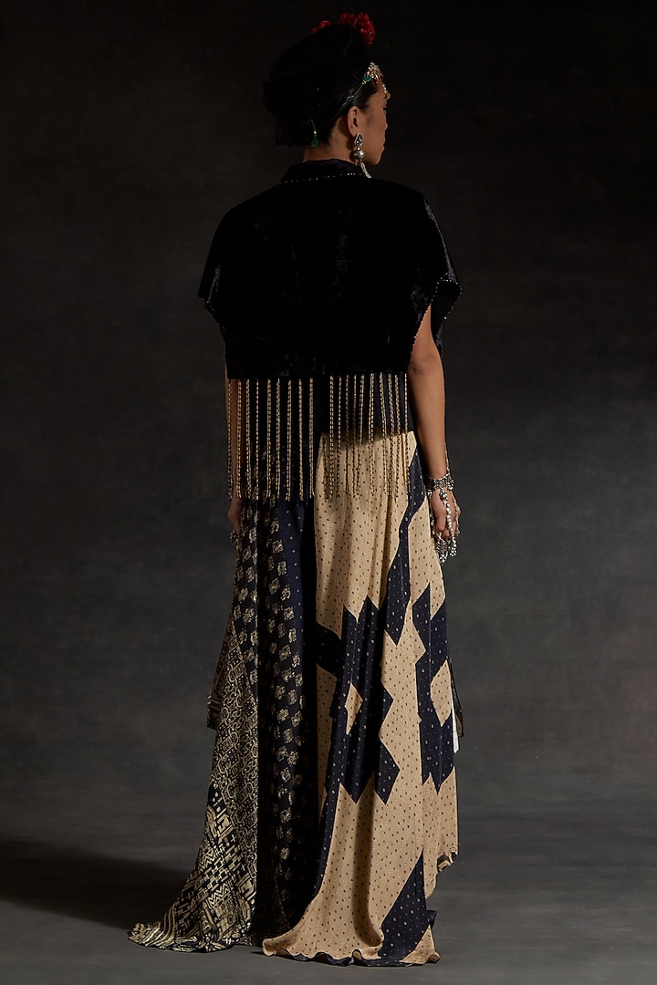 Surmai Black Natural Crepe Printed Skirt Set by ASEEM KAPOOR at Pernia's Pop Up Shop