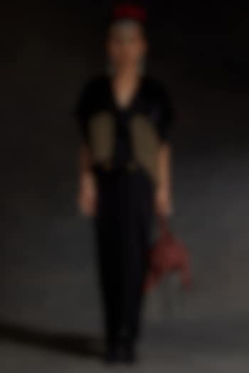 Surmai Black Melon Crepe Skirt Set by ASEEM KAPOOR at Pernia's Pop Up Shop