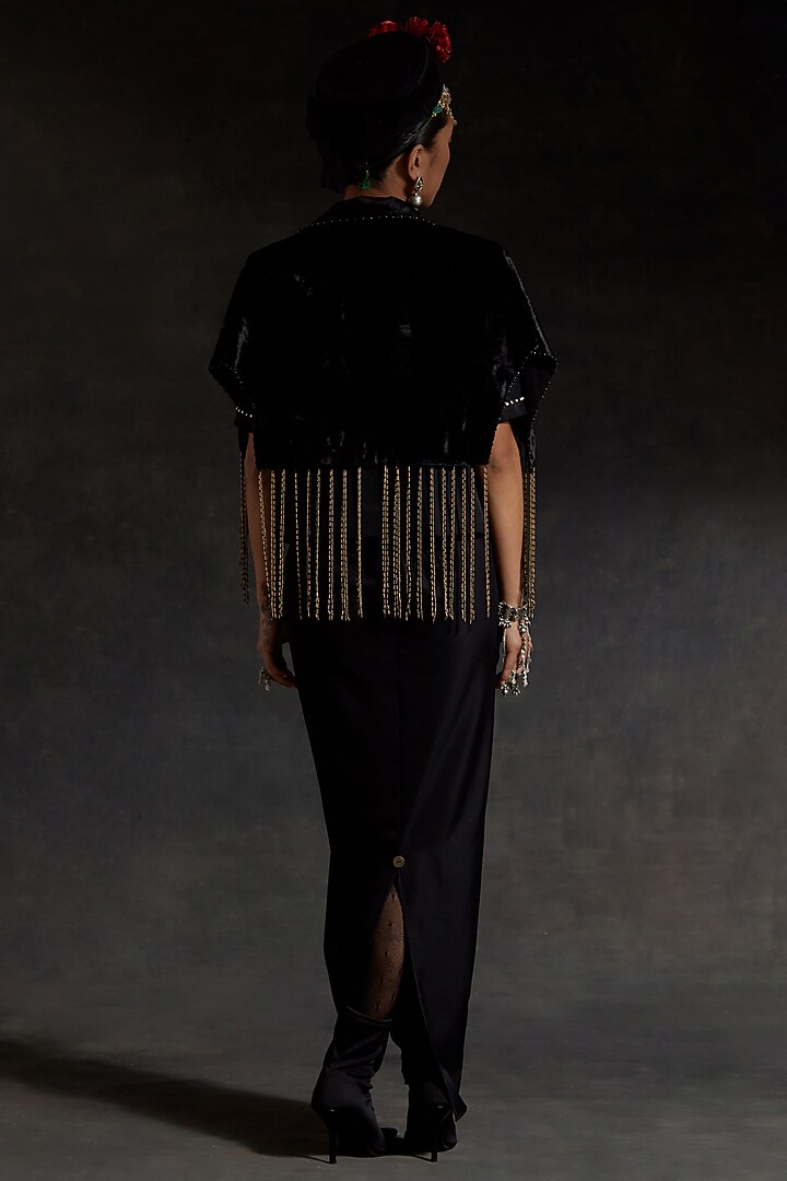 Surmai Black Bercan Dobby Skirt Set by ASEEM KAPOOR at Pernia's Pop Up Shop