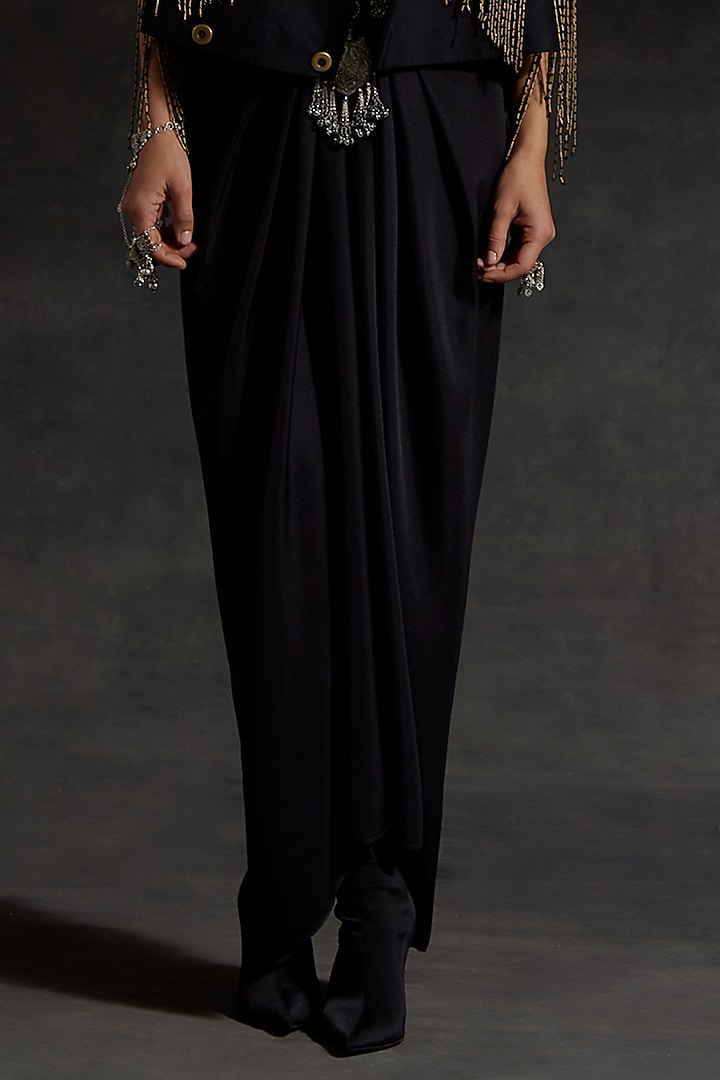 Surmai Black Bercan Dobby Skirt Set by ASEEM KAPOOR at Pernia's Pop Up Shop