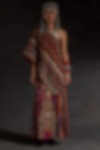 Multi-Colored Mushroom Twill Printed & Embroidered Skirt Set by ASEEM KAPOOR at Pernia's Pop Up Shop