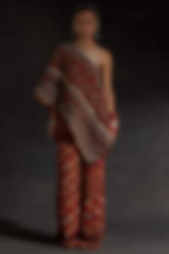 Sindoor Red Mushroom Twill Printed Pant Set by ASEEM KAPOOR at Pernia's Pop Up Shop