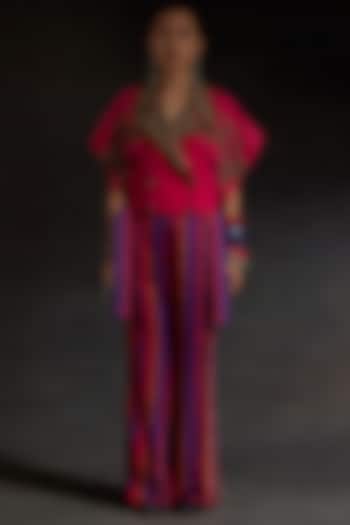 Hot Pink Mushroom Twill Printed Pant Set by ASEEM KAPOOR at Pernia's Pop Up Shop