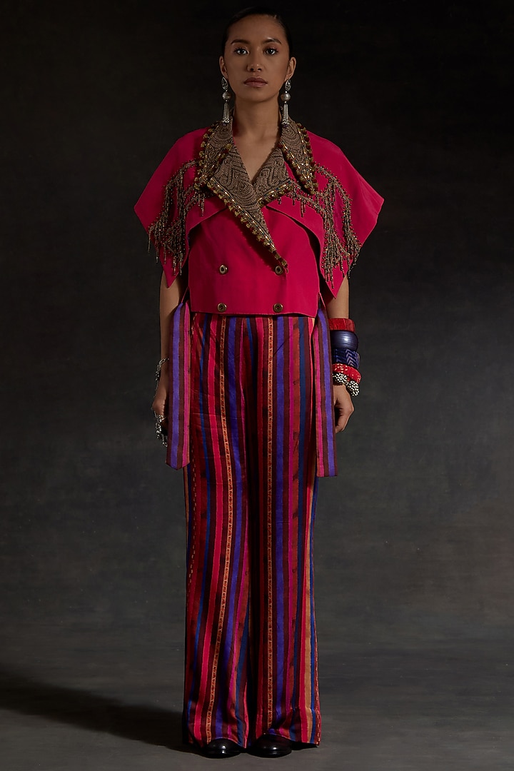 Hot Pink Mushroom Twill Printed Pant Set by ASEEM KAPOOR at Pernia's Pop Up Shop