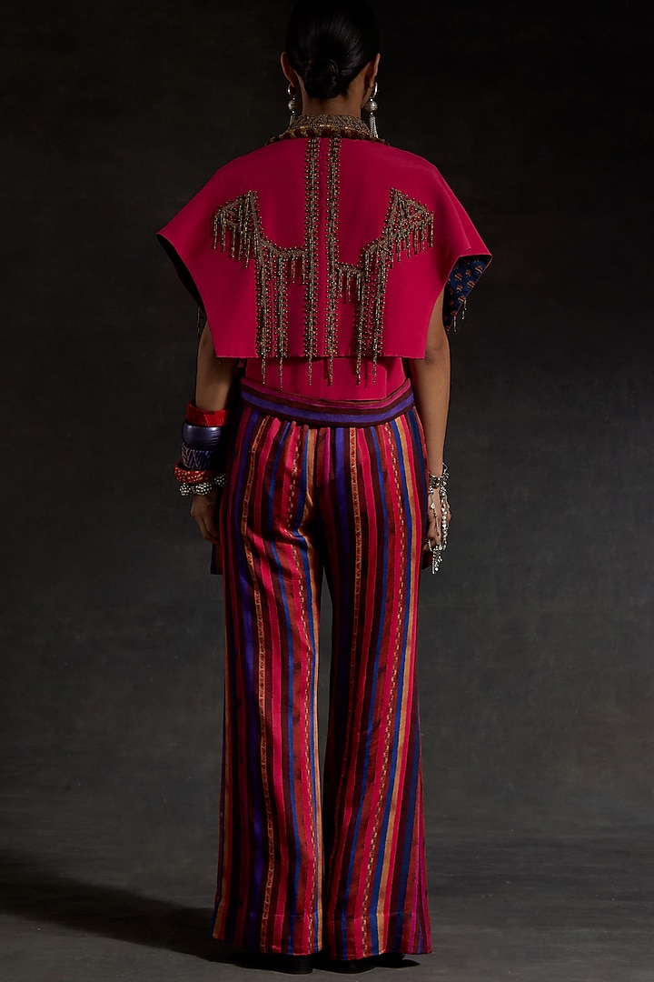 Hot Pink Mushroom Twill Printed Pant Set by ASEEM KAPOOR at Pernia's Pop Up Shop