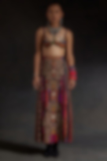 Multi-Colored Mushroom Twill Embroidered & Printed Skirt Set by ASEEM KAPOOR at Pernia's Pop Up Shop