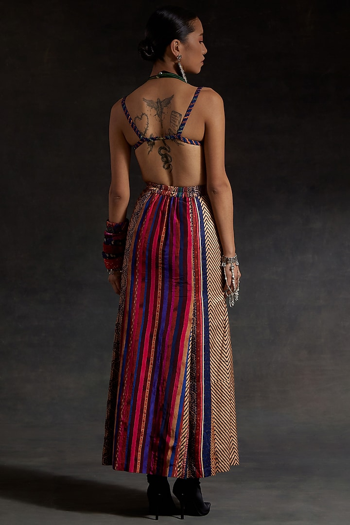 Multi-Colored Mushroom Twill Embroidered & Printed Skirt Set by ASEEM KAPOOR at Pernia's Pop Up Shop