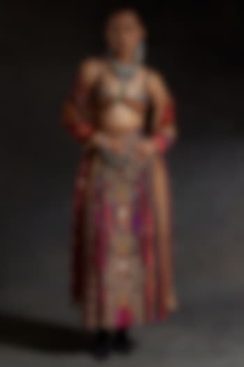 Multi-Colored Mushroom Twill Embroidered & Printed Skirt Set by ASEEM KAPOOR at Pernia's Pop Up Shop