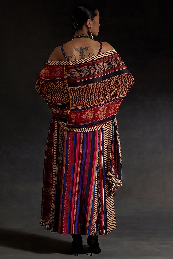 Multi-Colored Mushroom Twill Embroidered & Printed Skirt Set by ASEEM KAPOOR at Pernia's Pop Up Shop