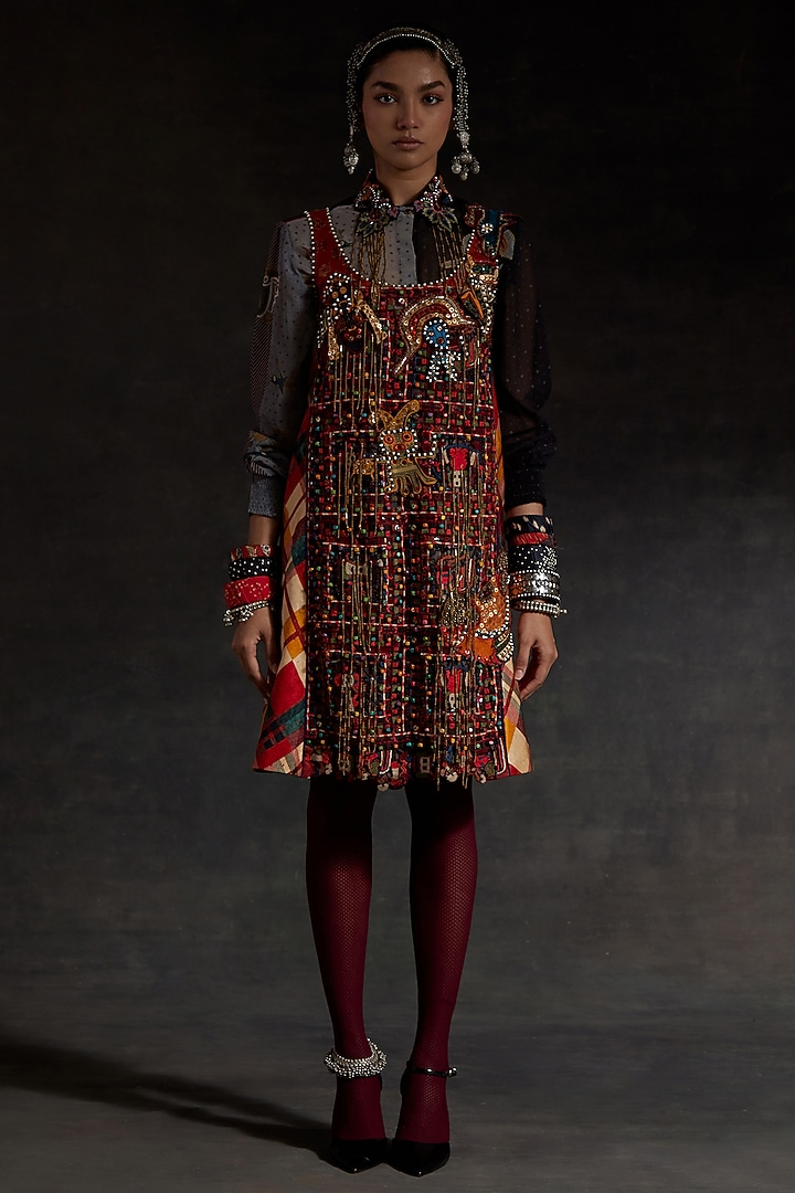 Multi-Colored Mushroom Twill Party Wear Dress With Shirt by ASEEM KAPOOR at Pernia's Pop Up Shop
