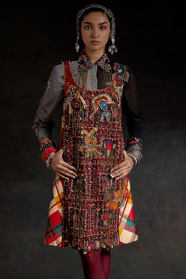 Multi-Colored Mushroom Twill Party Wear Dress With Shirt by ASEEM KAPOOR at Pernia's Pop Up Shop