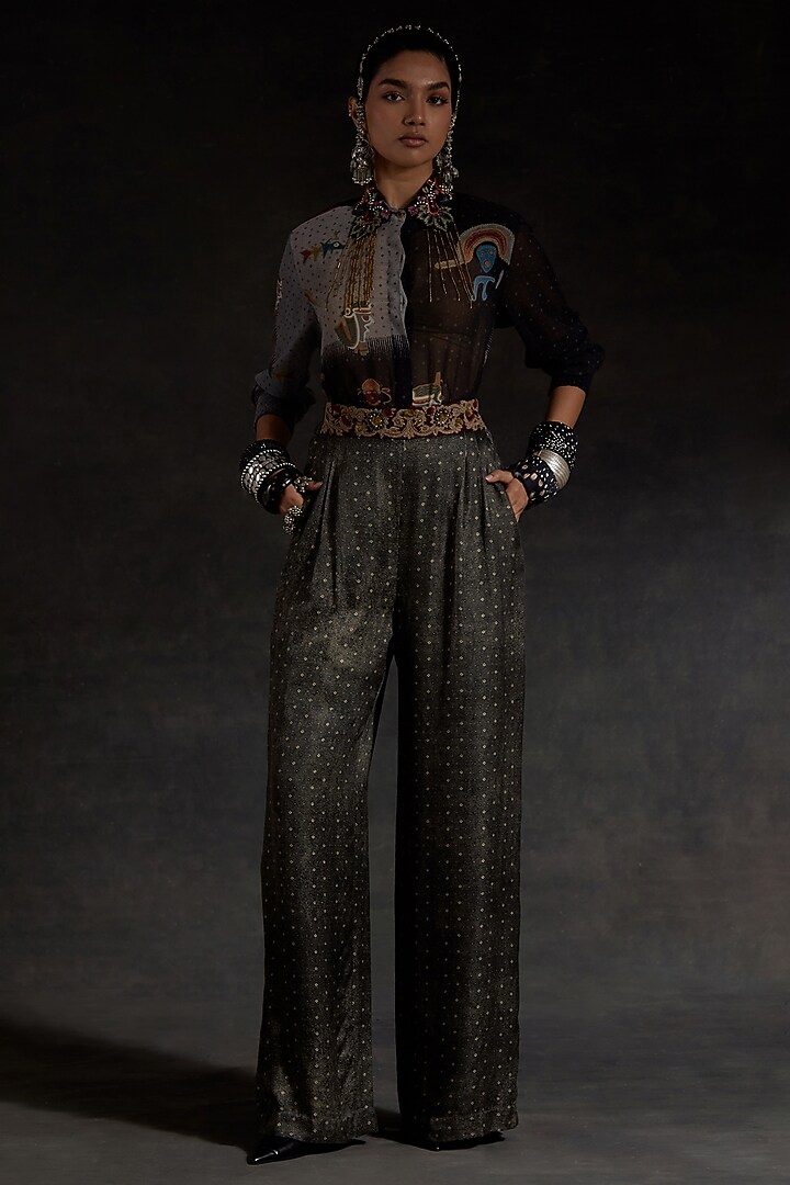Surmai Black Mushroom Twill Printed Co-Ord Set by ASEEM KAPOOR at Pernia's Pop Up Shop