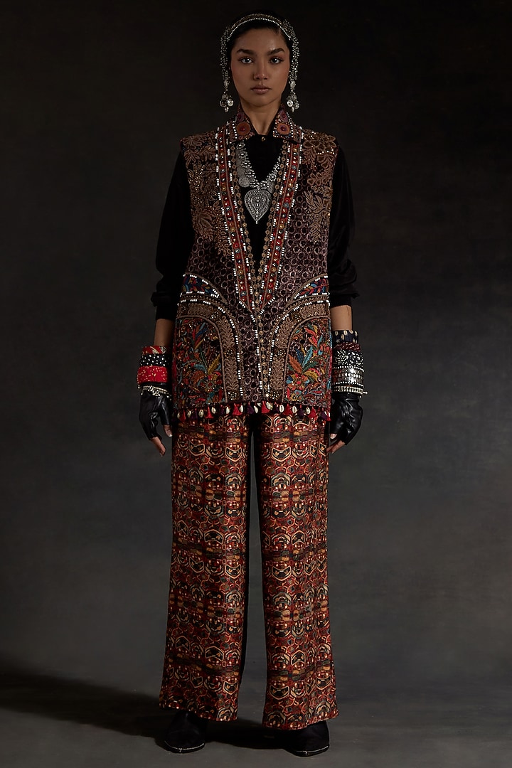 Multi-Colored Mushroom Twill Pant Set by ASEEM KAPOOR at Pernia's Pop Up Shop