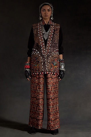 Multi-Colored Mushroom Twill Pant Set by ASEEM KAPOOR