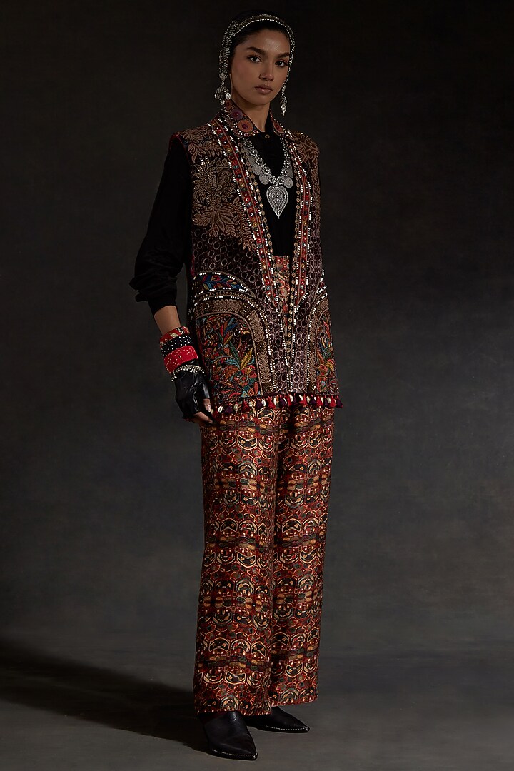 Multi-Colored Mushroom Twill Pant Set by ASEEM KAPOOR at Pernia's Pop Up Shop